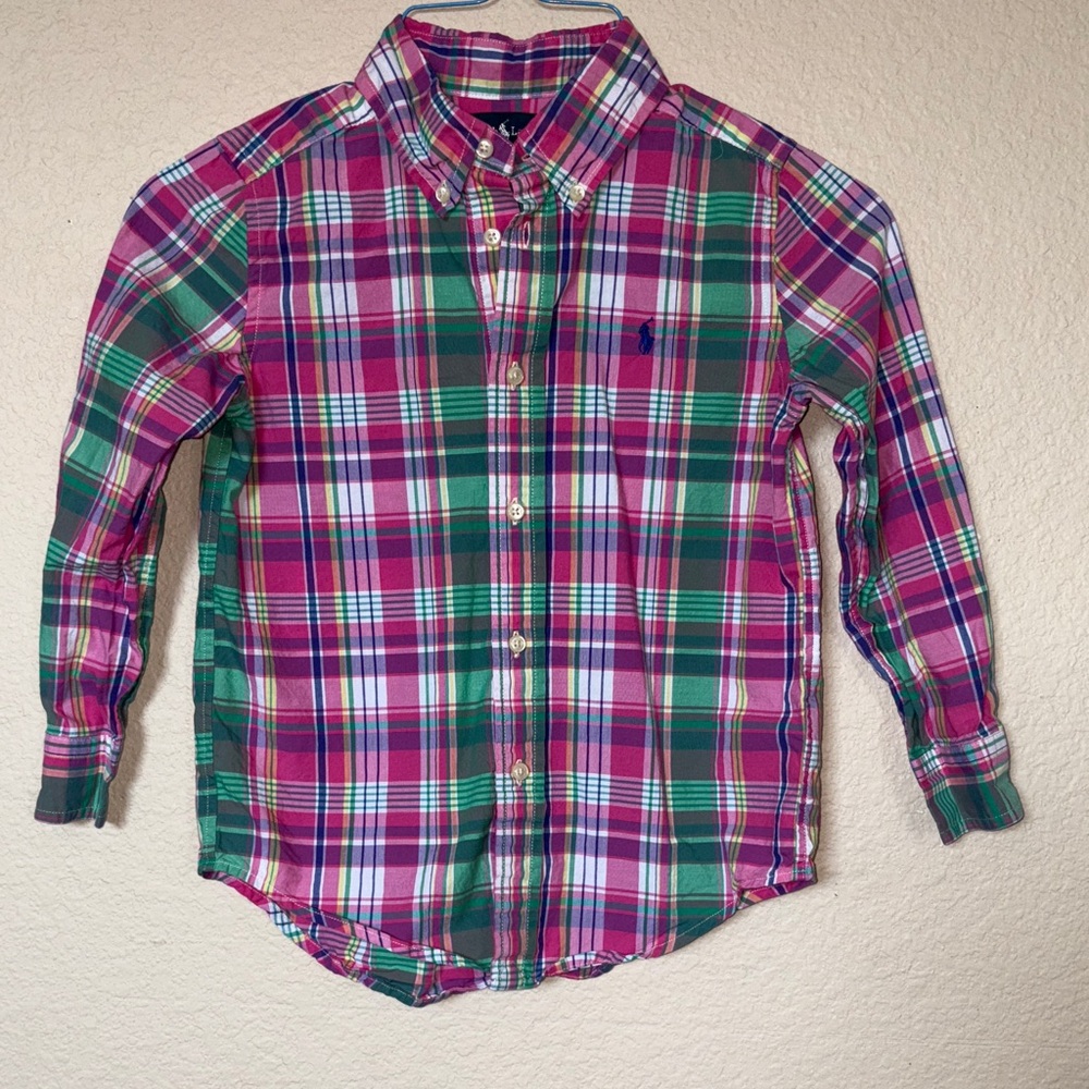 3/$15. Ralph Lauren Kids Plaid Shirt -Green, pink, purple, yellow, & white. Sz 5